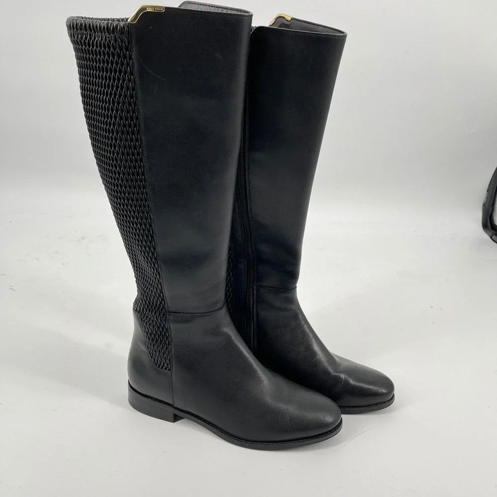 Cole Haan‎ Black Leather Knee High Riding Boots Women's Size 6B Equestrian